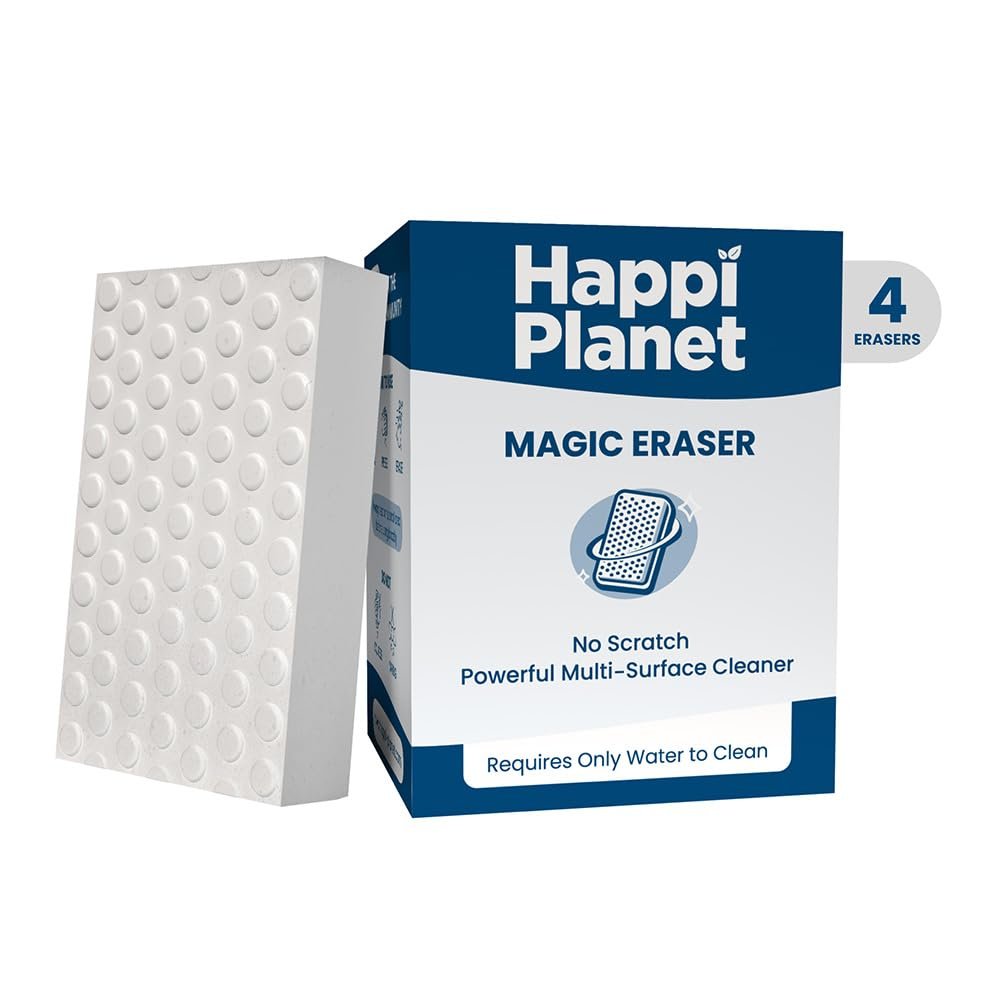 Happi Planet Magic Eraser | Pack of 4 | No Scratch Multi-Surface Cleaning Sponge