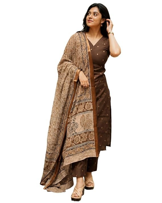 GoSriKi Women's Viscose Printed Kurta, Pant, and Dupatta Set