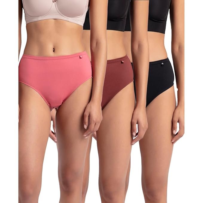 Jockey 1406 Women High Coverage Super Combed Cotton Hipster with Concealed Waistband and StayFresh Treatment (Pack of 3)