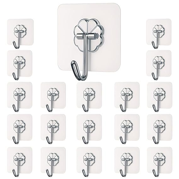 DALUCI Self-Adhesive Wall Hooks – 20 Pcs