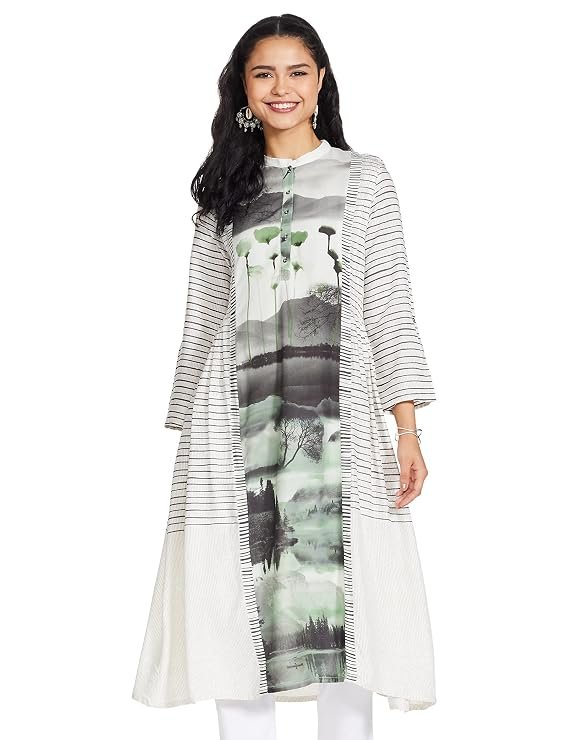 W for Woman Women's Synthetic Straight Fit Straight Kurta
